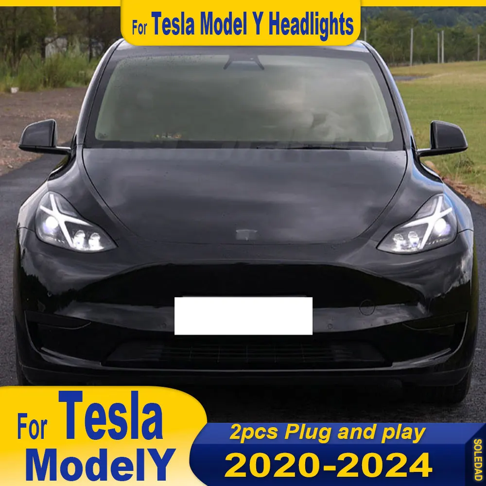 

Car Headlight For Tesla Model Y 2020 2021 2022 2023 2024 LED Head Lamp Upgrade DRL Dynamic Signal Lamp Front light Assembly