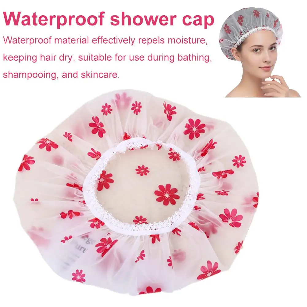 قبعة استحمام للاستعمال مرة واحدة، قبعة حمام مقاومة للماء من البولي إيثيلين للنساء والصالونات، كبيرة جدًا وسميكة، للاستحمام والمطبخ والسفر #3