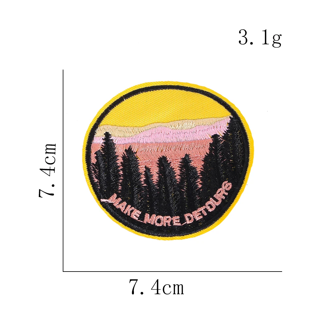 Waldbäume Bestickter Aufnäher zum Aufbügeln, „Make More Detours“-Design, Outdoor-Wander-Dekoration für Jacke, Rucksack, Hut, Camping, Geschenk – Detail 6