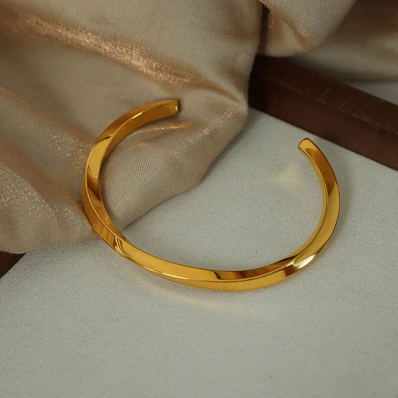 Stainless Steel Sideways No Fade Color Open Bracelets Bangle For Women Fashion Simple Bracelet Jewelry Gifts