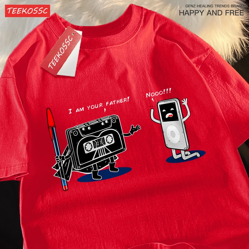 Fun Cassette Tape I Am Your Father Male Clothes Hip Hop Oversize T-Shirts Summer Casual Short Sleeve Cotton Loose Street T Shirt image 4