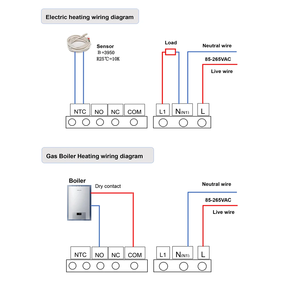 Energy Efficient Heating White Black Programmable Thermostat Weekly Programmable Settings Wireless Transmission Distance