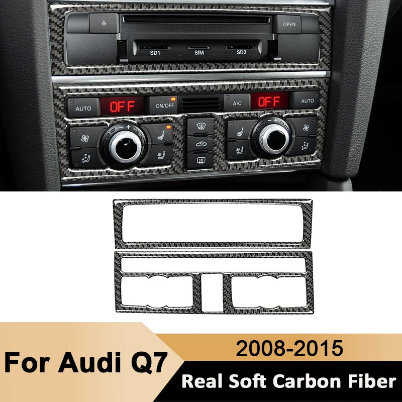 

For Audi Q7 2007- 2015 Carbon Fiber Car Center Control Multimedia CD Panel Frame Decorative Sticker Auto Interior Accessories