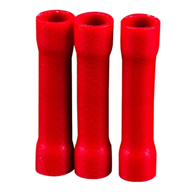 1000PCS BV1.25 Fully Insulated Intermediate Connector Long Red Intermediate Tube Sleeve Cold Press Terminal