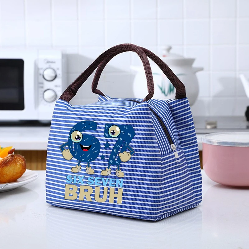 

67 Six Seven Lunch Bags Steal A Brainrot Kids School Kawaii Insulated Handbag Boys Girls Picnic Food Bento Pouch Children Gift
