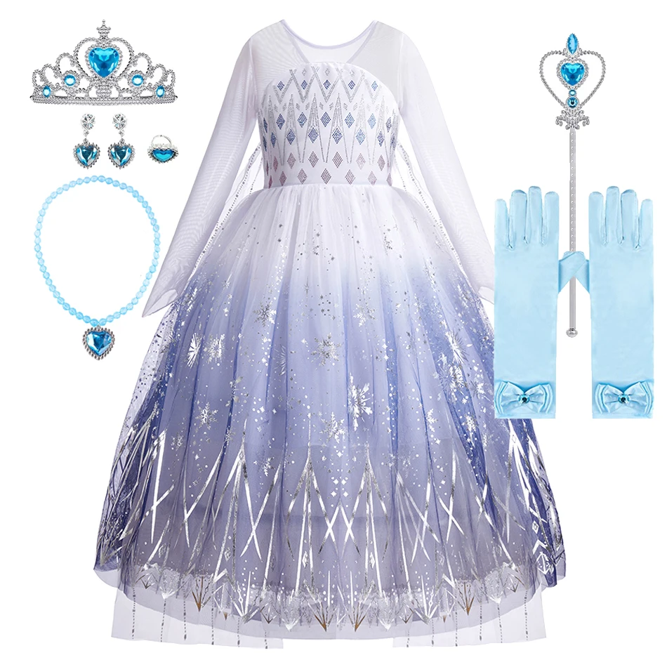 

Детское платье Снежной Королевы для девочек, косплей Эльзы, Рождественская накидка с крыльями, Сказочная детская Карнавальная белая Маскировка, костюм принцессы