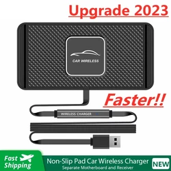 Silicone Pad Stand Wireless Charger Car For iPhone 17 15 14 13 12 Xiaomi Samsung Huawei Mobile Phone Fast Car Wireless Charging