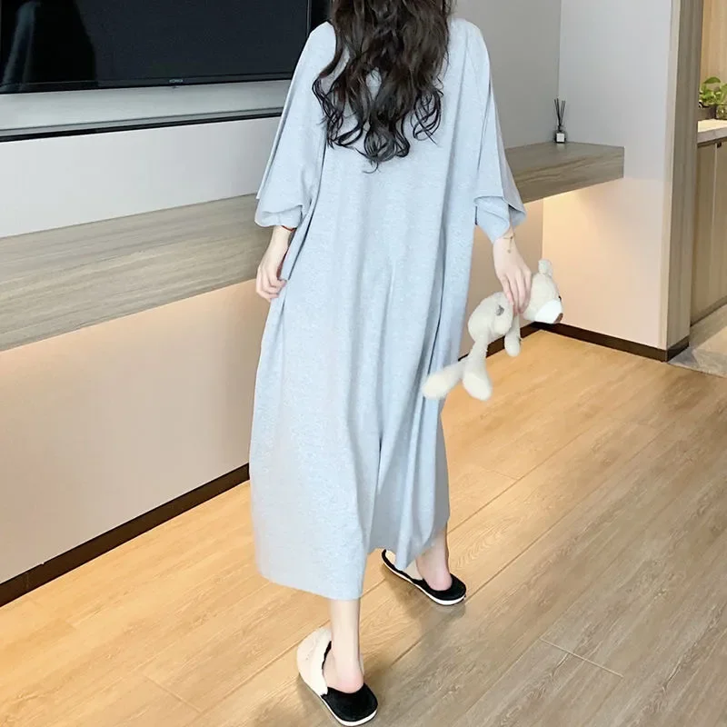 المرأة حجم كبير ثوب النوم الملابس الداخلية فستان النوم فضفاض كم طويل فستان سهرة لطيف الكرتون فستان المنزل مثير ملابس خاصة فستان طويل المنزل