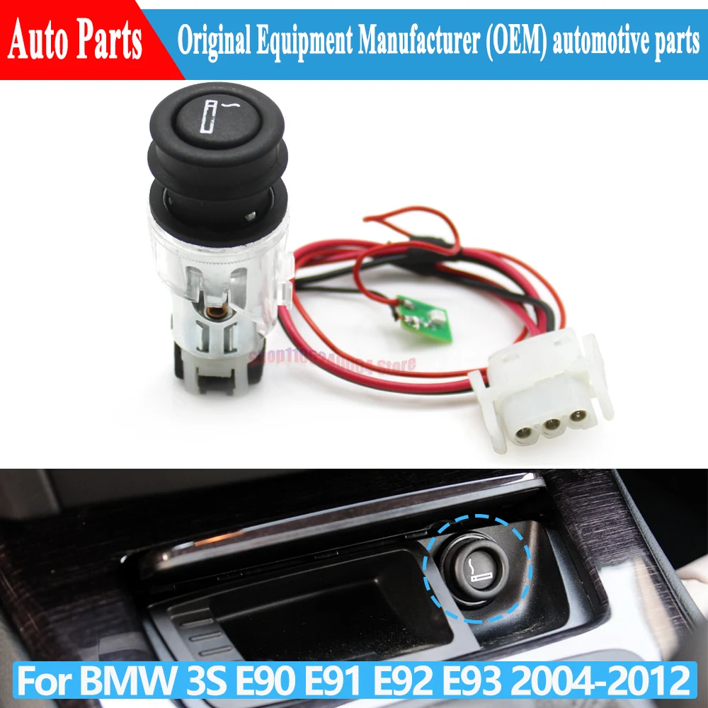 Car Front Console Drink Cup Holder Plug Cigarette Lighter Socket With Wires Set For BMW 3 Series E90 E91 E92 E93 61349221620