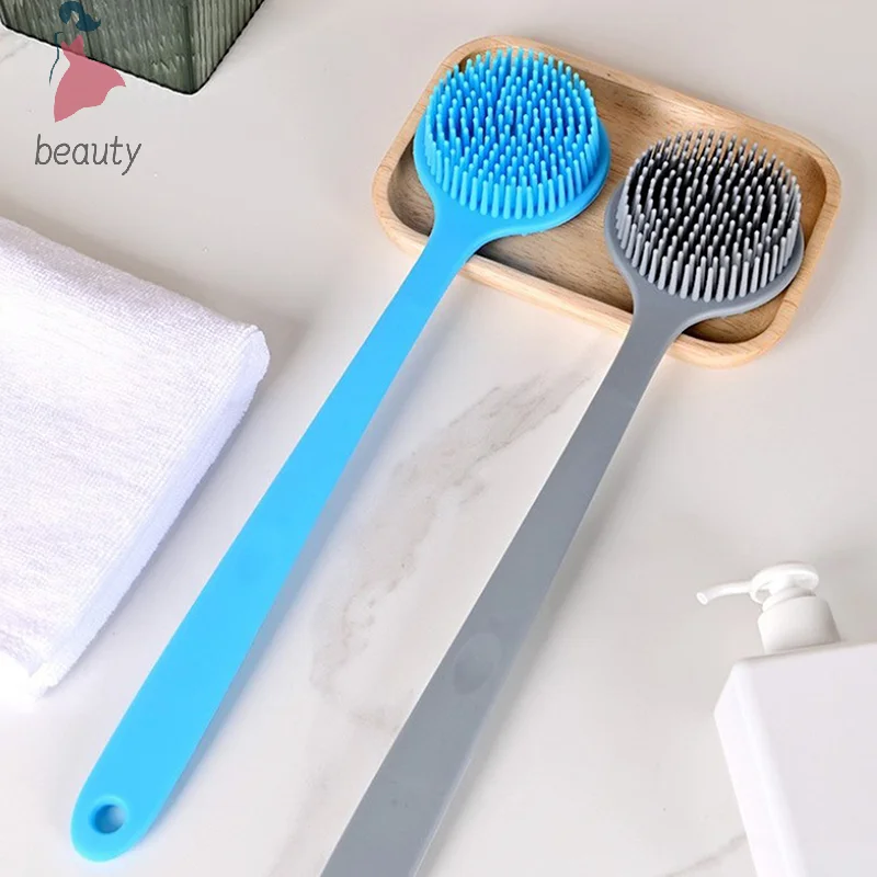 Silicone Back Scrubber,Long Handle Body Scrubber,Light&Easy-to-Hold Shower Brush For Skin Cleaning&Exfoliating With A Free Hook