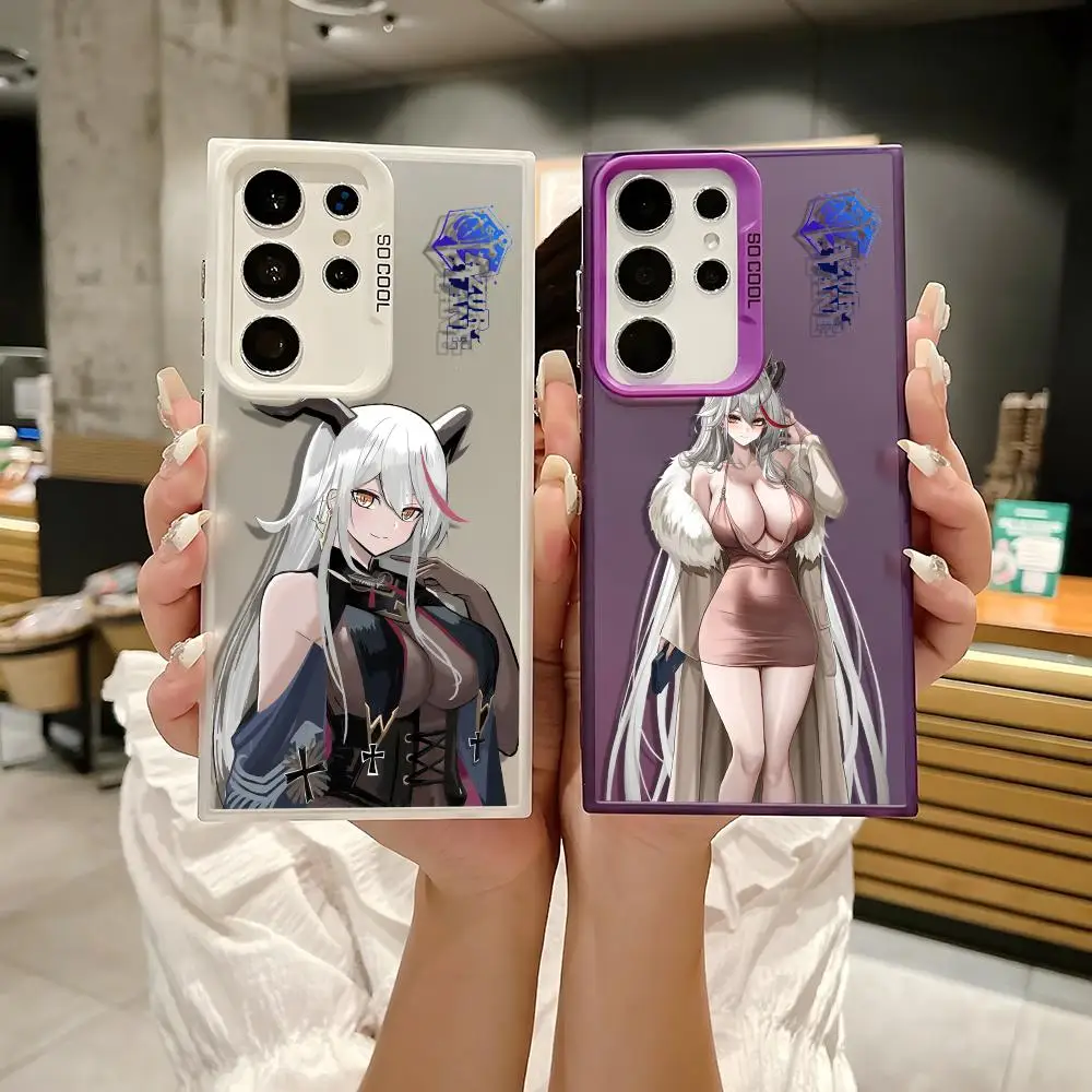 アズールレーン エギル エギルフォンケース サムスン ギャラクシー S25 エッジ S24 S23 S22 S21 S20 ウルトラ用 シリコン製 シルバーカバー