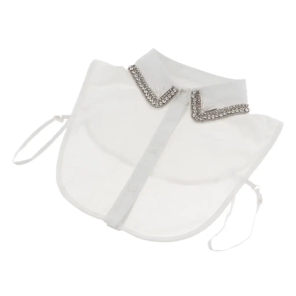 Women Detachable Peter Pan Chiffon Collar Faux Removable Blouse Bib for Office and Dress Accessory