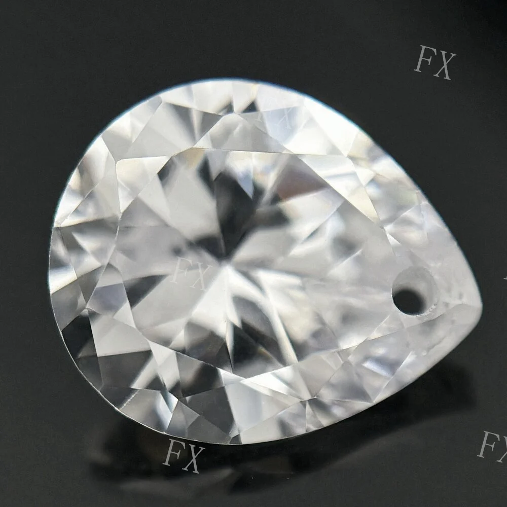 Single Hole Beads Cubic Zirconia White Stones AAAAA Pear Cubic Zirconia Stone Loose CZ DIY Jewelry Beads CZ Free Shipping