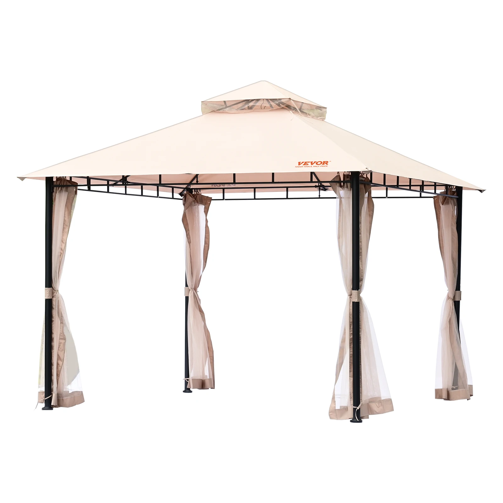 

VEVOR Patio Gazebo 10x10FT Backyard Gazebo with Mosquito Netting UV Waterproof Outdoor Canopy Shelter for Patio/Backyard/Lawn