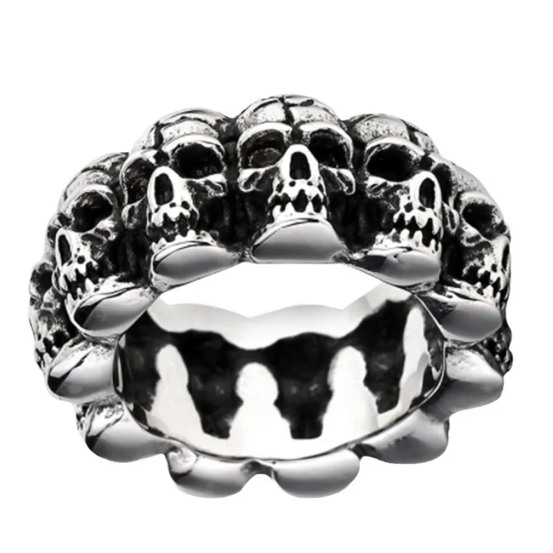 Jianjie Men's Hoop Skull Rings Ancient Silver Color Retro Ring Punk Rock Unique Personality Accessories Jewelry Trend - Image 5