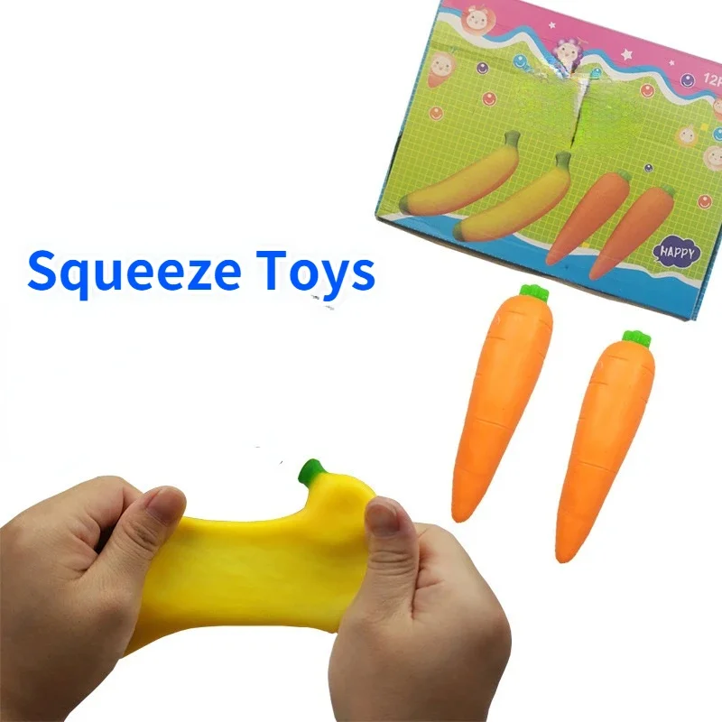 

Stretchy Banana Sensory Toy Squeeze Squishy Stress Relief Toy Fidget Toys for Kids Antistress Elastic Gluesand Filled Rubber Toy