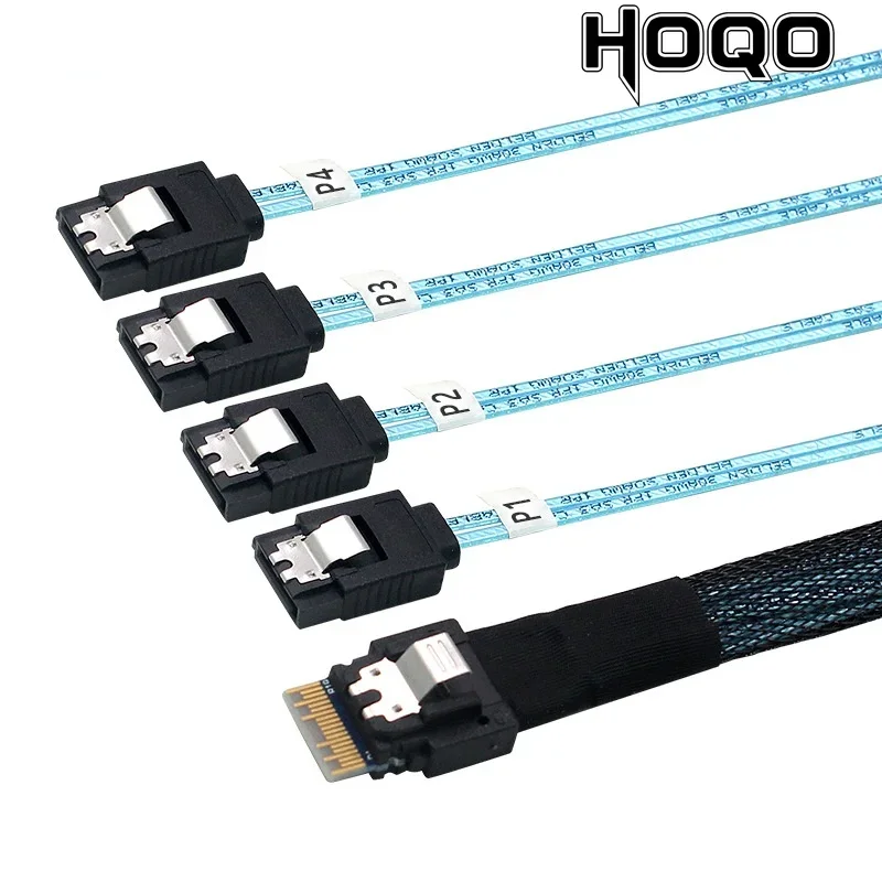 

20pcs Braided mesh sheath miniSAS cable SFF-8654 4I to 4 SATA disk cable RAID high-speed cable from the host to the target disk