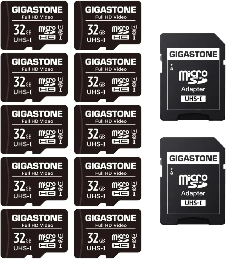 

Карта памяти Micro SD 32 ГБ для HD-видеонаблюдения, экшн-камер, дронов - UHS-I U1 C10 90 МБ/с (10 штук в упаковке)