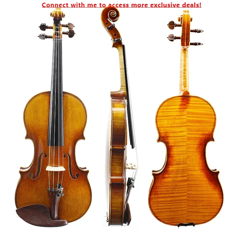 

European Wood Handmade Professional Antique Oil Varnish Flamed 4/4 Violin