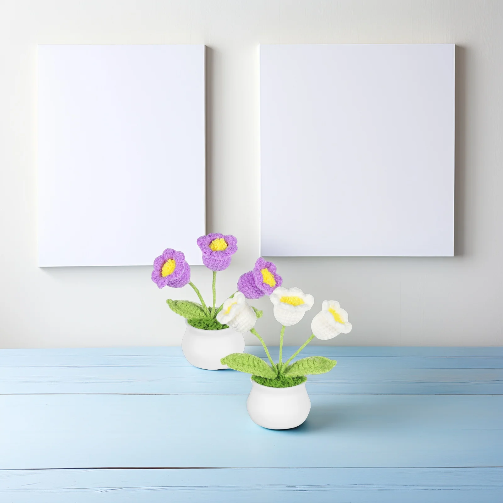 

2 Pcs Lily of The Valley Flower naments Handcrafted Crochet Car Home Decor Simulated Bonsai Yarn Artificial Flowers Desktop