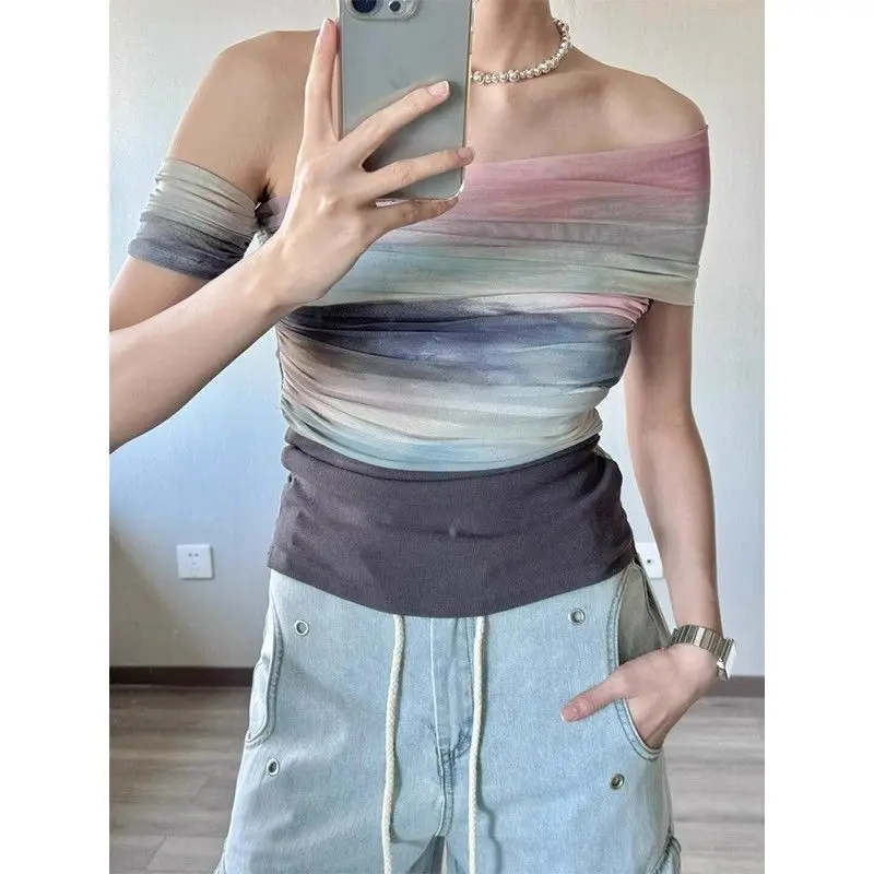 Summer Sweet Lace T Shirt Women 2000s Vintage Streetwear Flower Casual Stringy Selvedge Crop Top Harajuku Aesthetic Tee Shirts