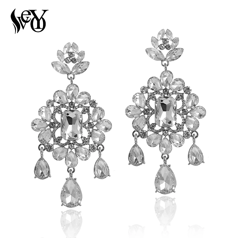 VEYO Vintage Lady Crystal Drop Earrings Luxury Wedding Bride Dangle Earrings Fashion Jewelry for Women New