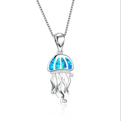 2024 Korean Fashion Imitation Opal Pendant Necklace for women Accessories Party Girl Gift Cute Women Jellyfish Animal Necklace