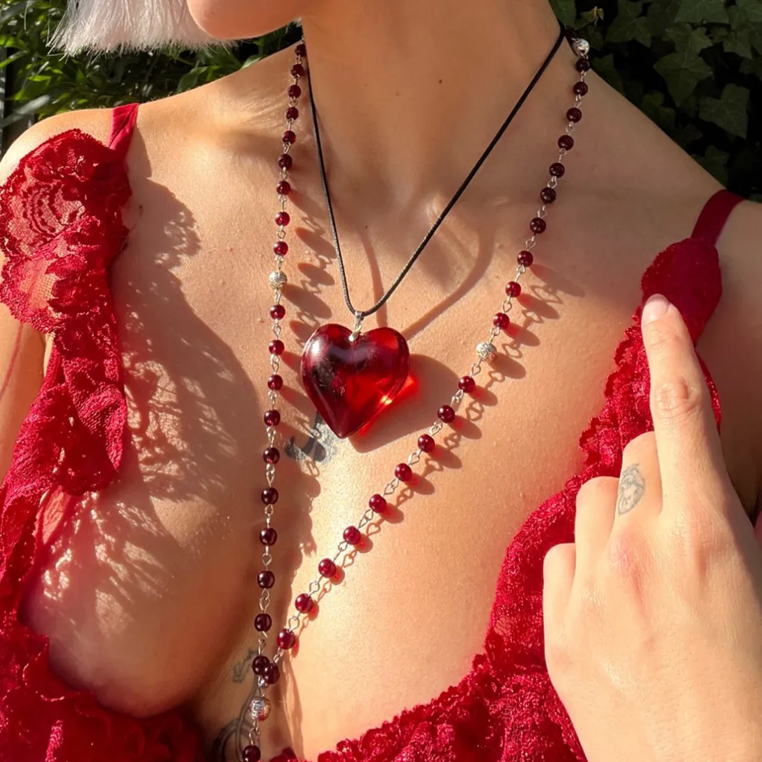 Red Heart Pendant Necklace colorful big puff heart love heart necklace romantic love inspiried gift for women girls
