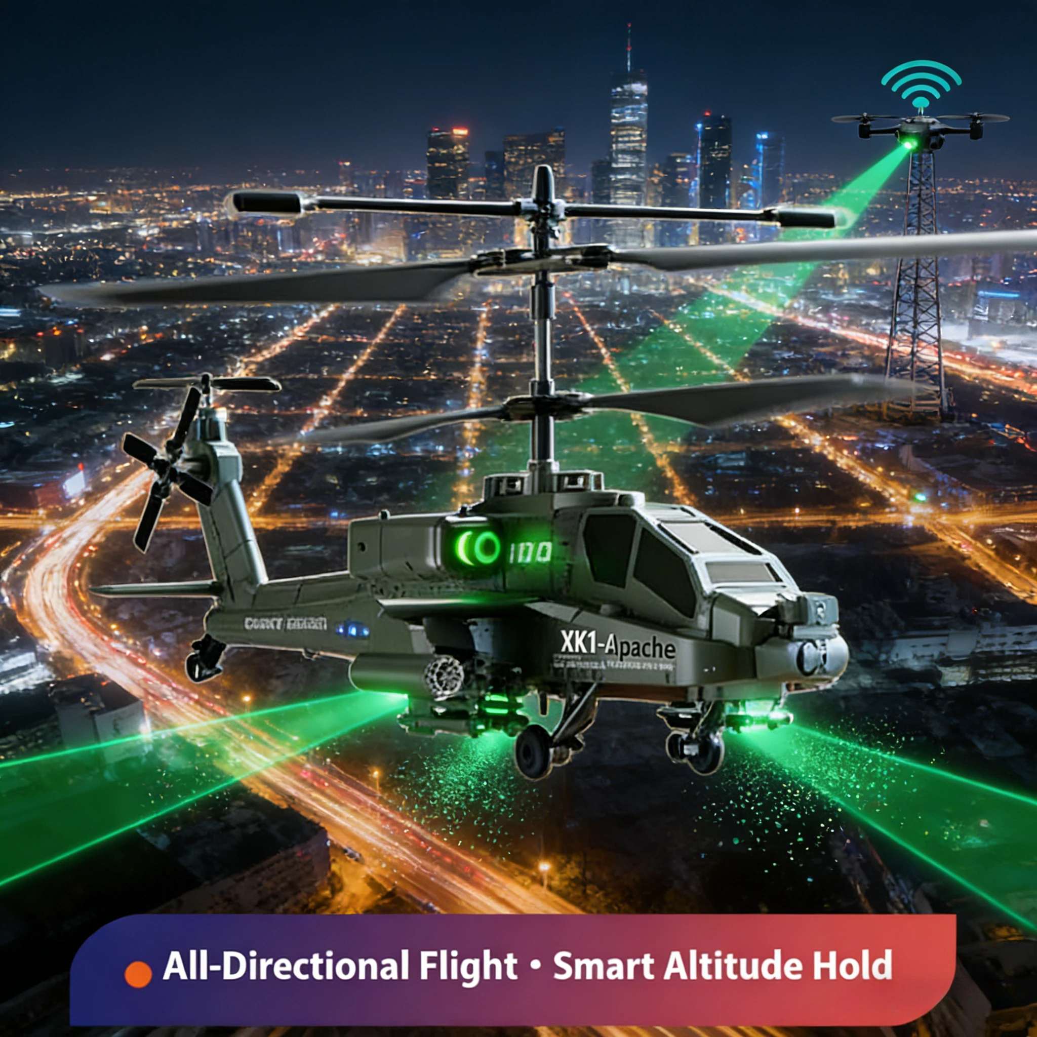 🚁   Mini Helicóptero RC XK1 de 3.5 Canales |   Dron con Retención de Altitud de 2.4G, con Luces LED, Regalo para Niños y Aficionados