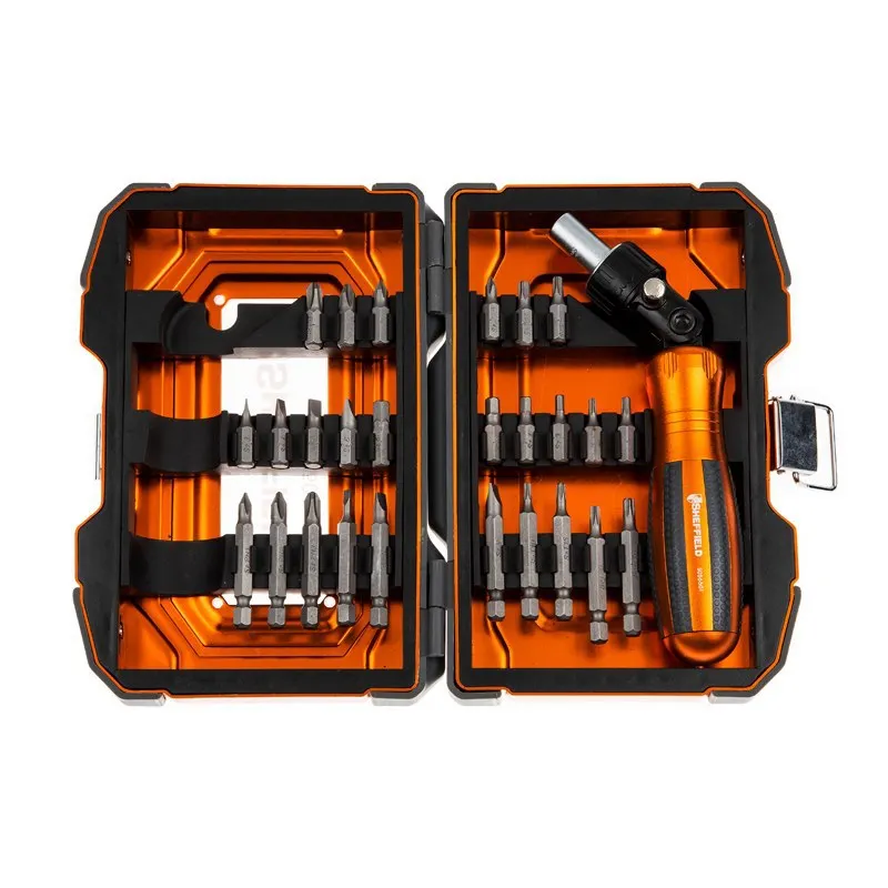S056501 Ratchet screwdriver fastening set of 27 pieces in Phillips length