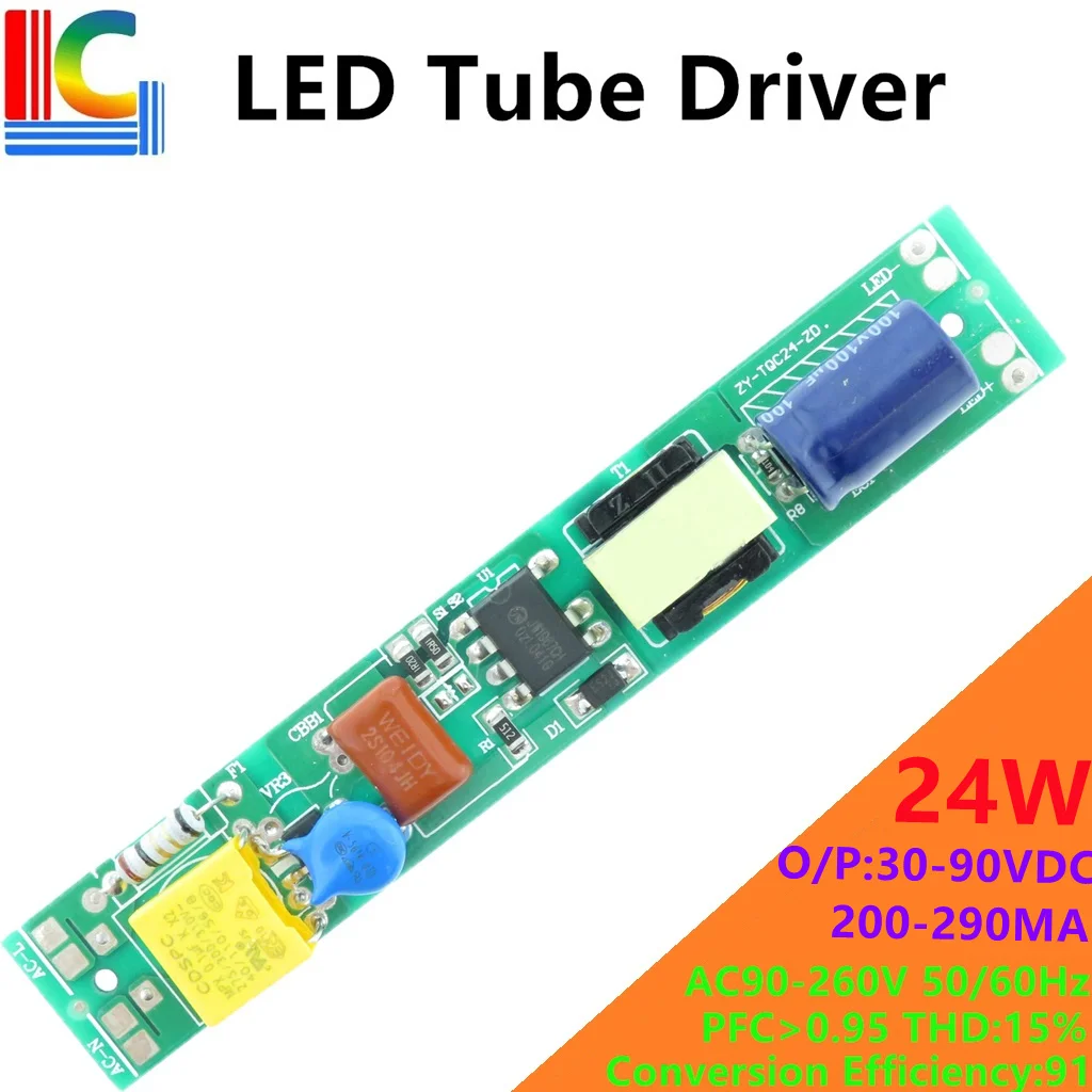 

Freeshipping 20W 22W 24W LED Tube Driver Adapter 250mA 260mA 270mA 280mA 290mA 1.2M 1.5M T5 T8 AC90-260V Lighting Transformer CE