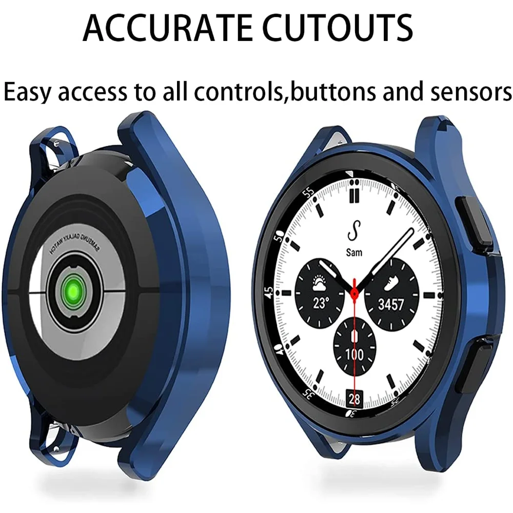 Capa para samsung galaxy watch 4 clássico 46mm/42mm tpu banhado all-around anti-queda capa pára-choques samsung galaxy watch 4 40mm 44mm