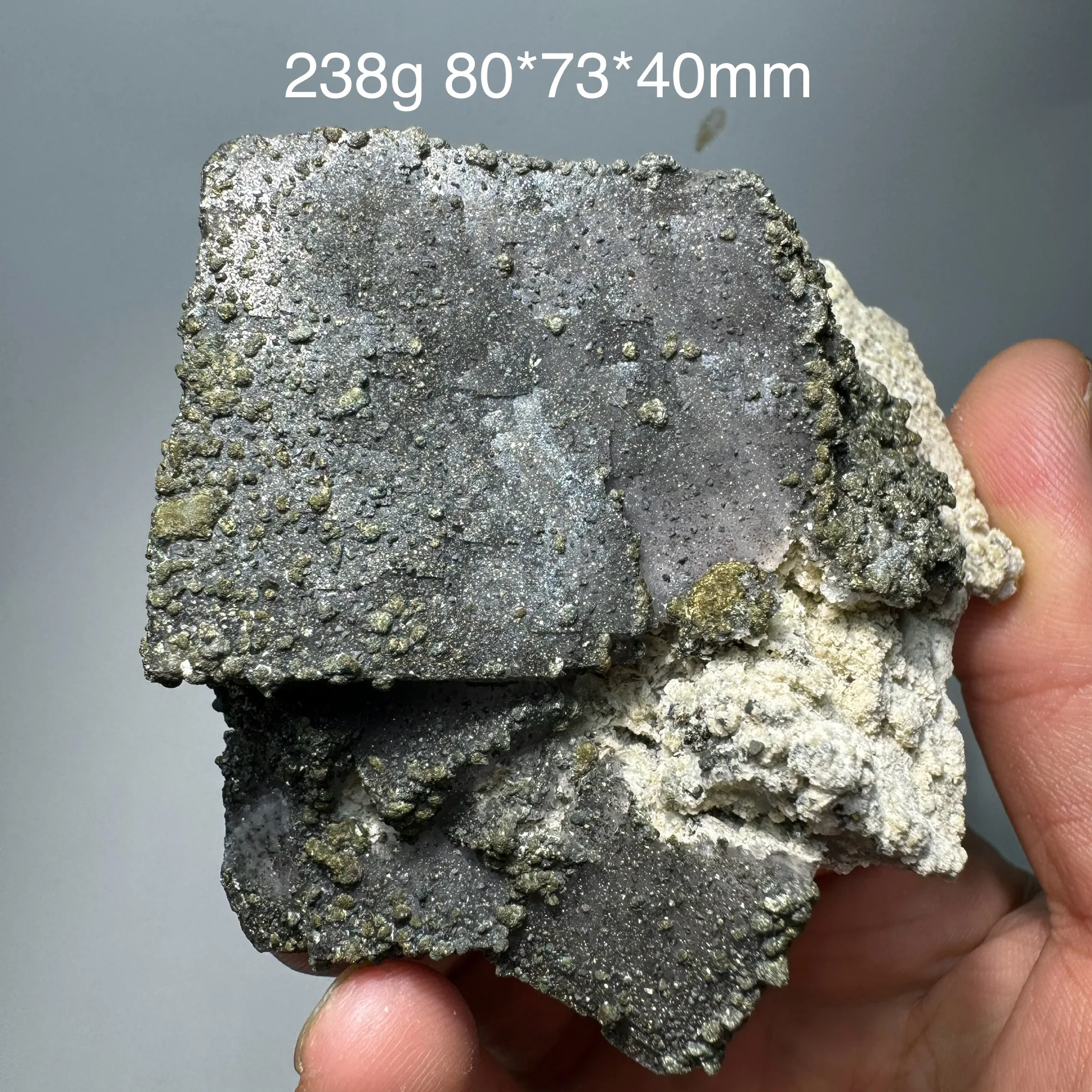 238g Natural Nigeria Large Particles Sunlight fluorite With Pyrite Symbiont Mineral Healing Quartz Crystals Stone Home Decor