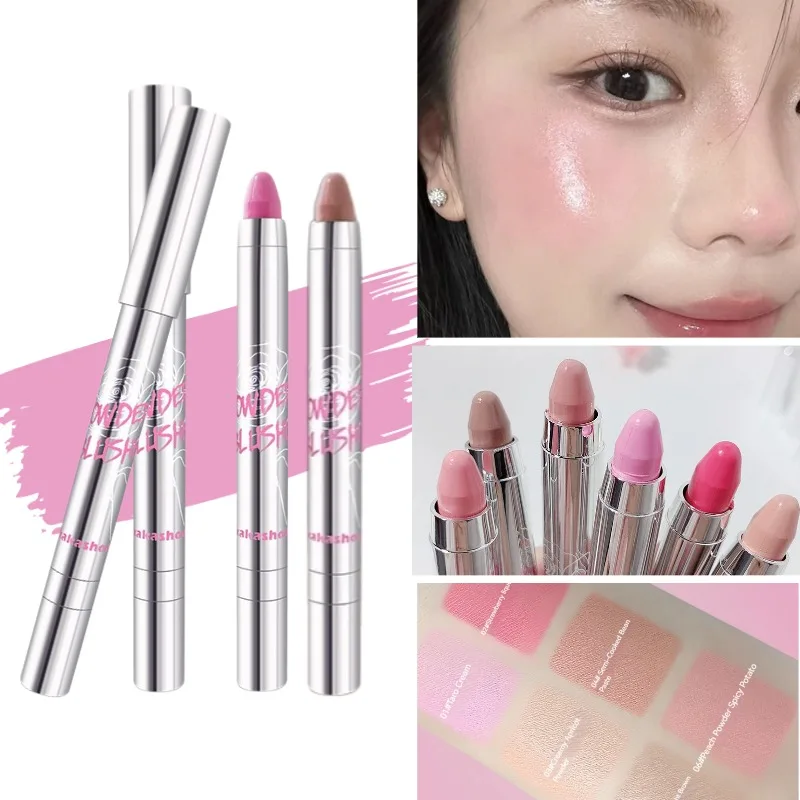 6 Kolorów Wielofunkcyjny Kremowy Róż do Policzków i Oczu w Sztyfcie, Długotrwały Wodoodporny Róż w Kredce dla Dziewczyn