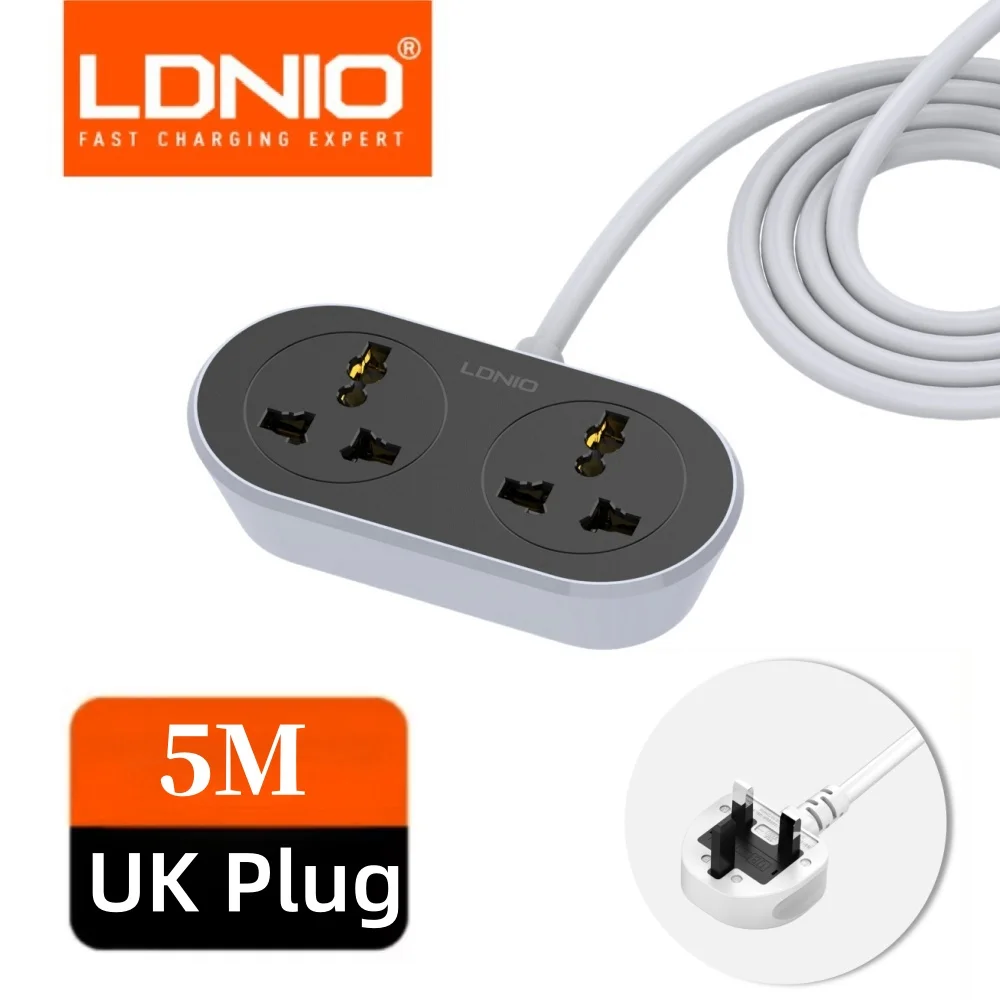 LDNIO Verlengkabel Multi Tap 10M 5M Stekkerdoos UK US EU Plug Universele Socket Elektrische Verlenging Europese Netsnoer Adapter