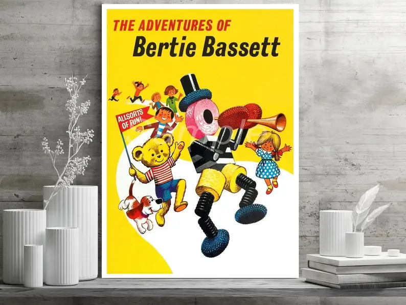 Vintage The Adventures of Bertie Bassett Advertising Poster Print