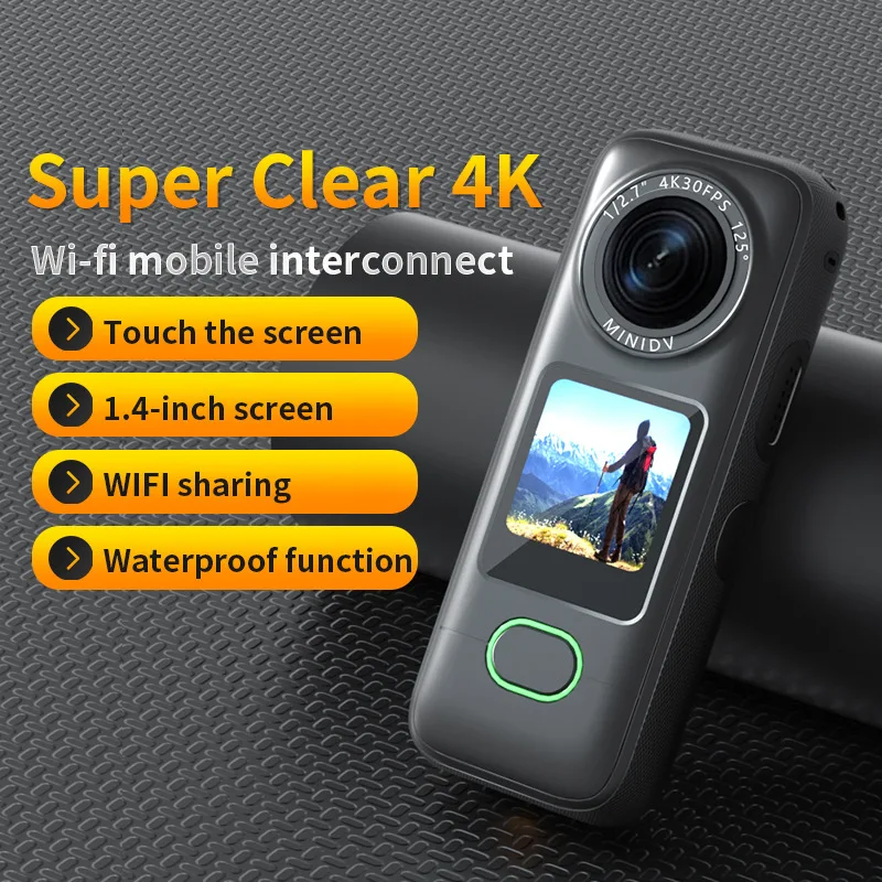 Anti Shake Driving Recorder Camera Pocket Thumb Sports Camera Waterproof Touch Screen 4K Video HD Lens