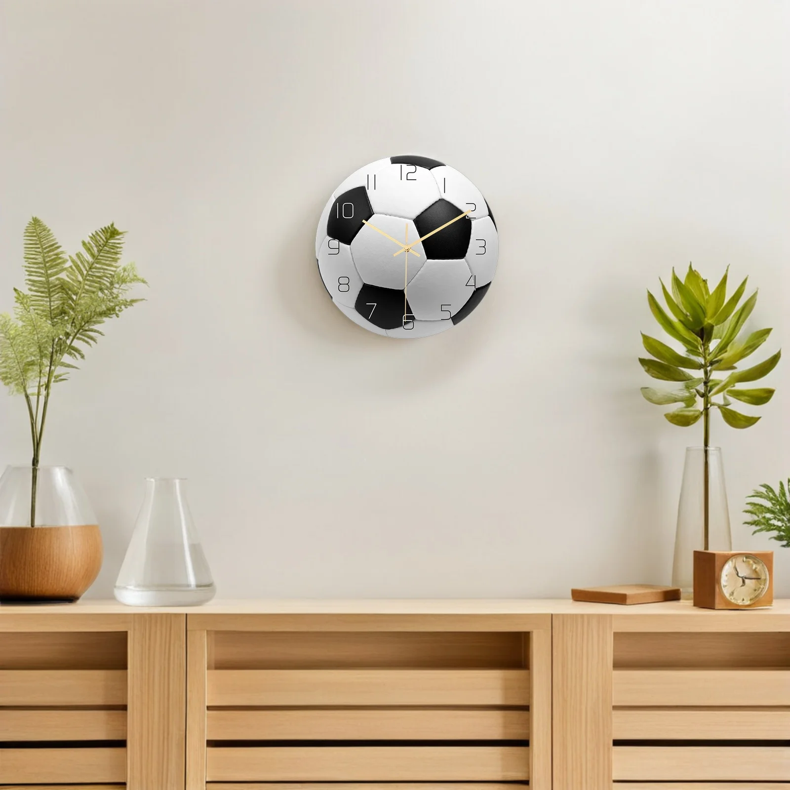 

Acrylic Football Wall Clock Silent Non-Ticking Design Large Numerals Easy Mounting Home Decor Hanging Clock for Bedroom Living