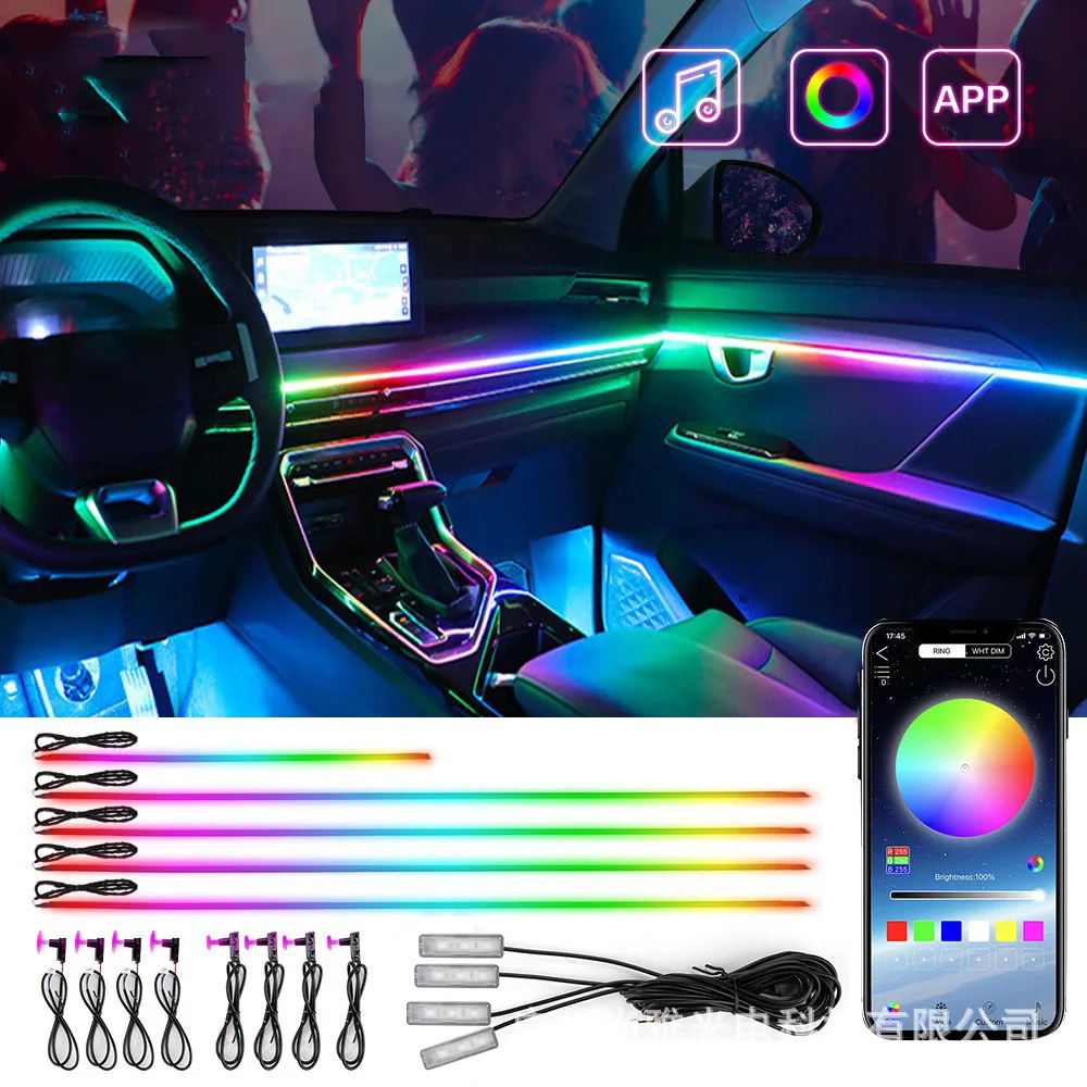 

Car Car Ambient Light 18in1 Hidden Acrylic LED Symphony 256 Color Decorative Light Strip