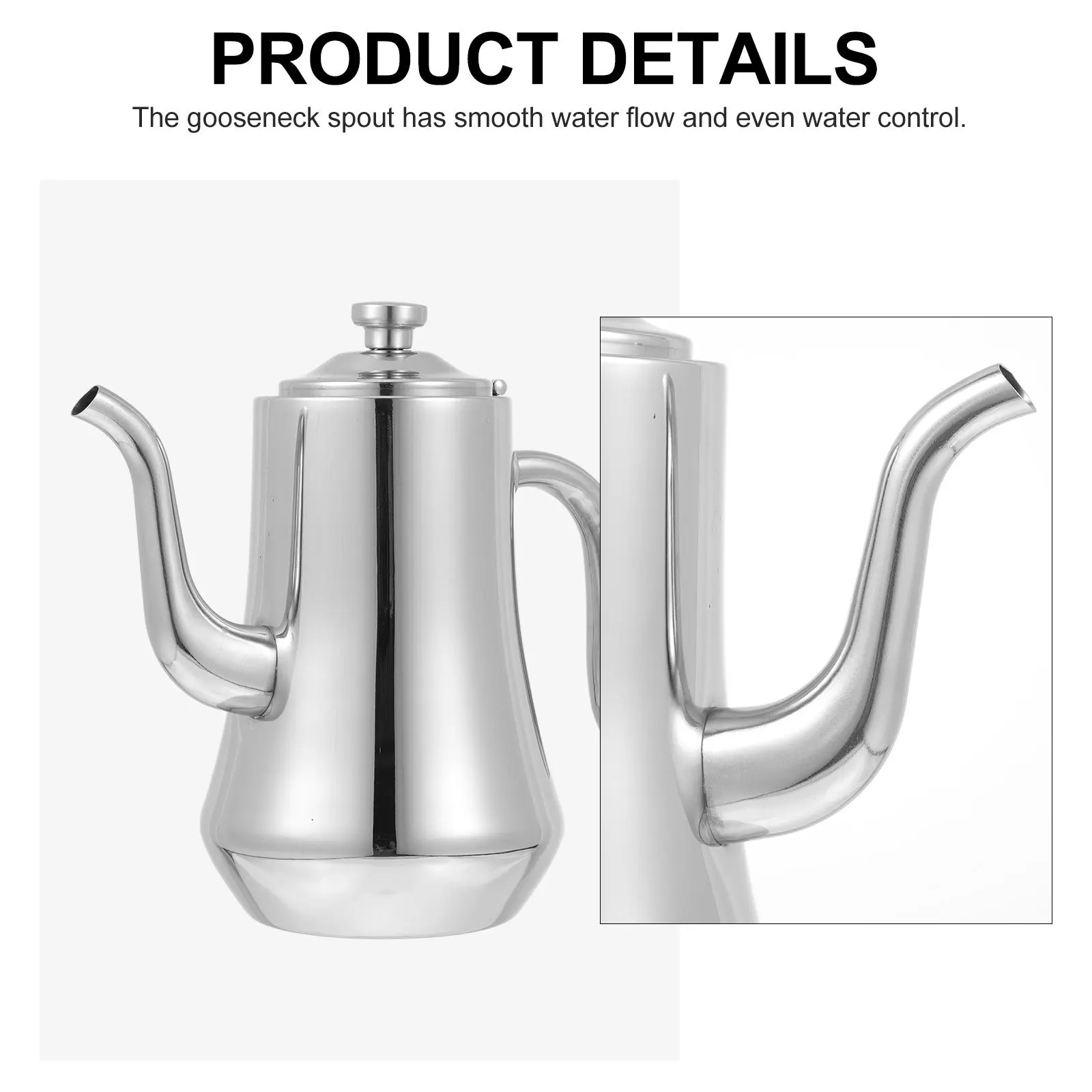 

1pc Filter Teapot Water Kettle Heat Resistant Gooseneck Stainless Steel Strainer Home Kitchen Use Simple Design Thicken