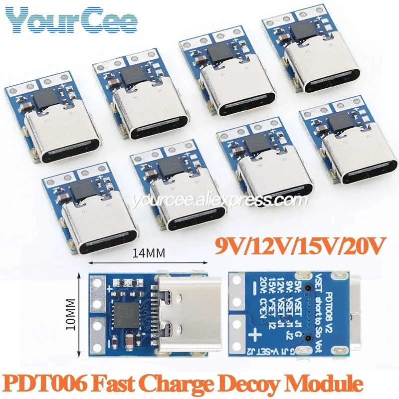 20pcs/1pc PDT006 fast charge decoy board module 9V/12V/15V/20V PD3.1 decoy PDT012 to DC activate 28V aging measurement