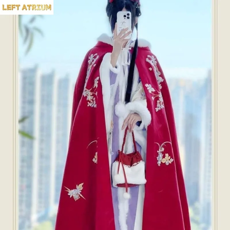 

2026 new Womens Hooded Cloak Chinese Floral Embroidery Cape for Winter hotsale