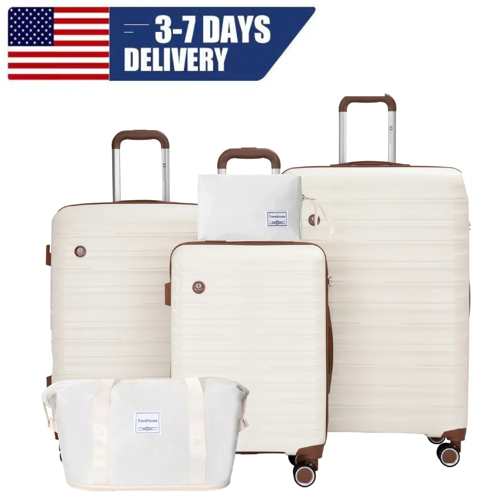 Luggage Sets 5 Piece, Suitcases with Double Spinner Wheels and TSA Lock, Hardcase 3 Set Luggage with Travel Duffle Bag