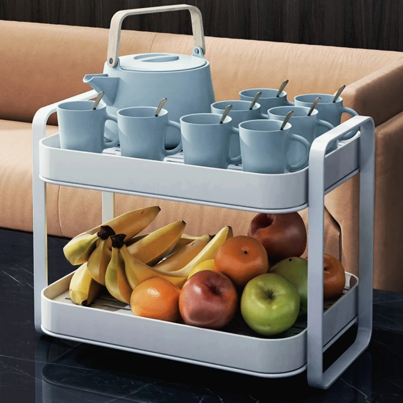 Double-Layer Tea Cup Storage Rack Home Use Water Cup Drain Tray Tea Set Organizer