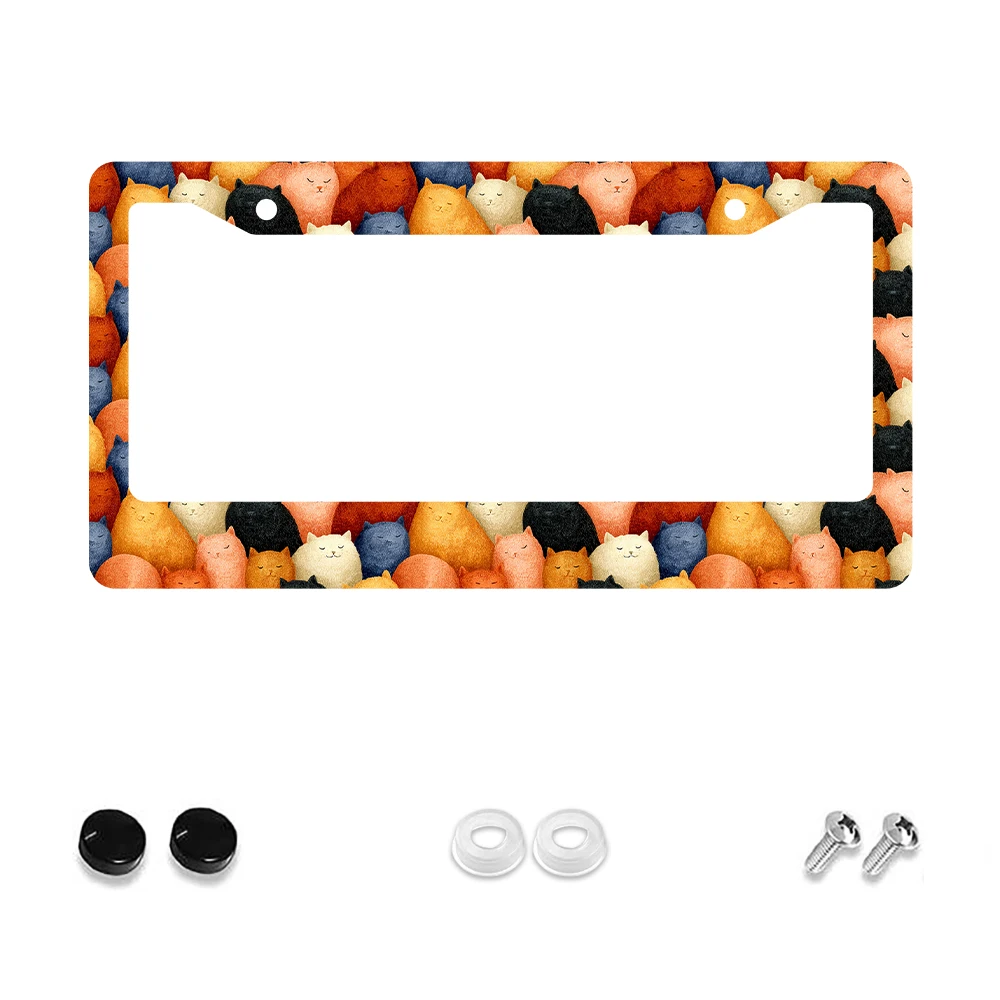 

Рамка номерного знака с разноцветным рисунком кота, 1 шт., алюминиевый материал, 6x12 дюймов, с набором винтов, ретро-новинка, автомобильный декор