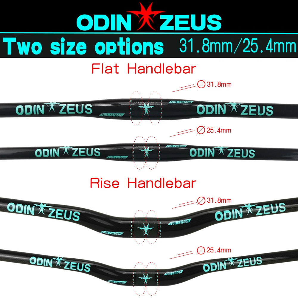 Odinzues New All Carbon Fiber Mountain Bike Handle/Flat 7 Color Car Handle 25.4mm/31.8mm / 580-740mm