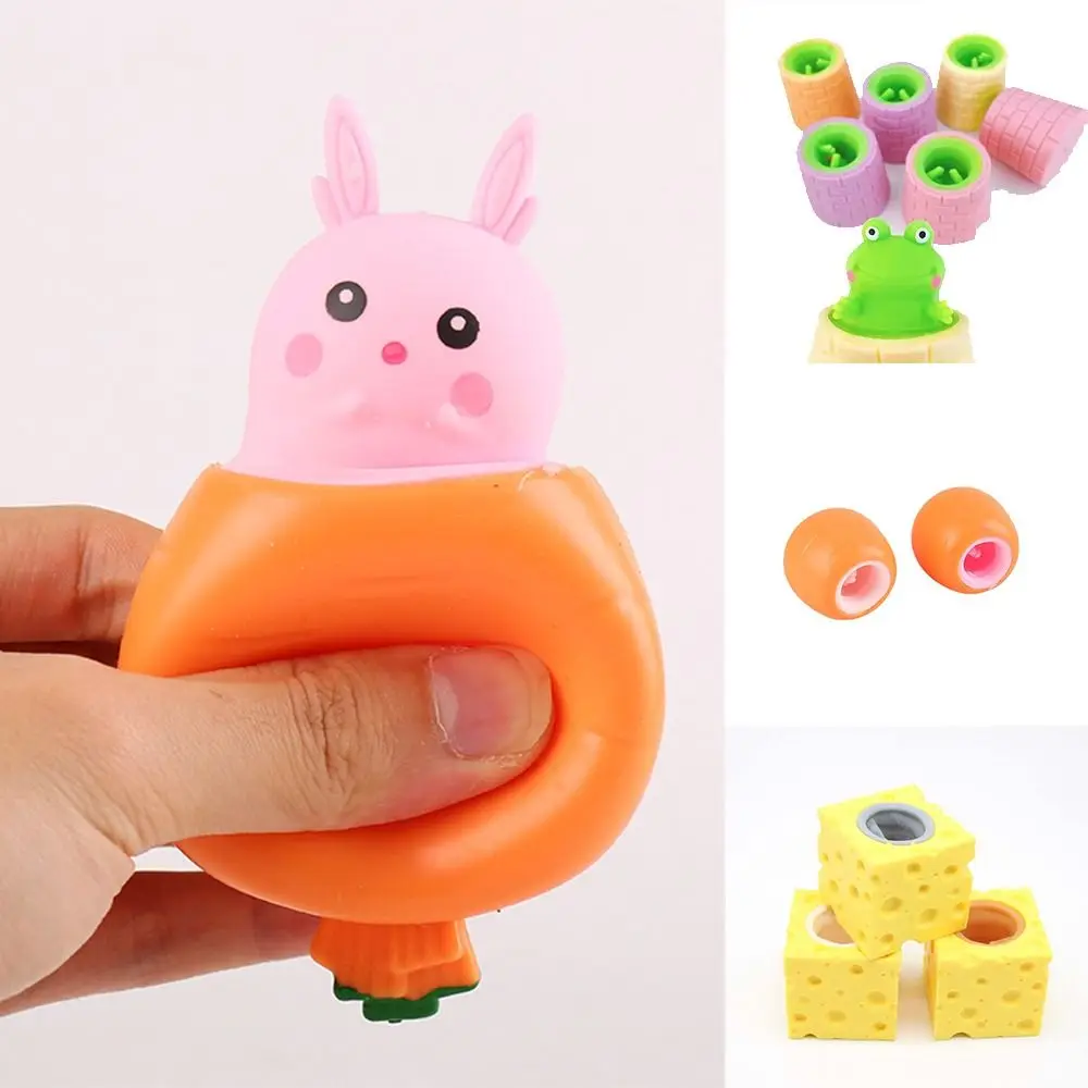 

Cheese Mouse Pop Up Squeeze Toys Carrot Rabbit Frog Fidget Toys Random Color Cartoon Design Decompression Toy Children Toys