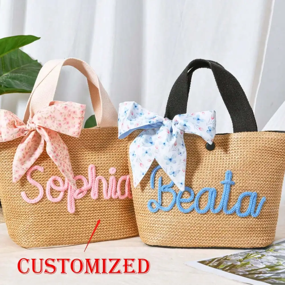 Personalized Straw Beach Bag,bridesmaids Proposal Bag,custom Crochet Straw Bag,bachelorette Party Beach Bag,burlap Bag