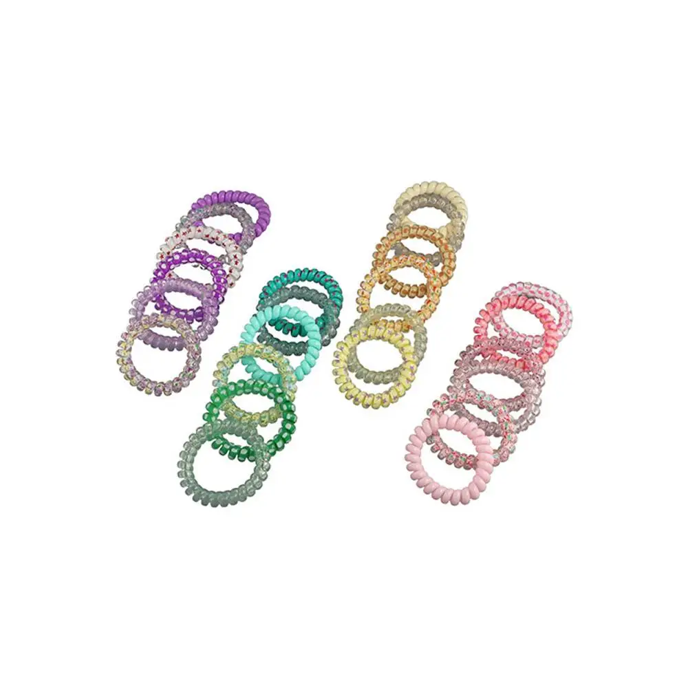 6Pcs/set Candy Color Telephone Wire Hair Rope Rubber Band Colorful Spiral Cord Hair Ring Head Bands Scrunchies Elastic Hair Tie