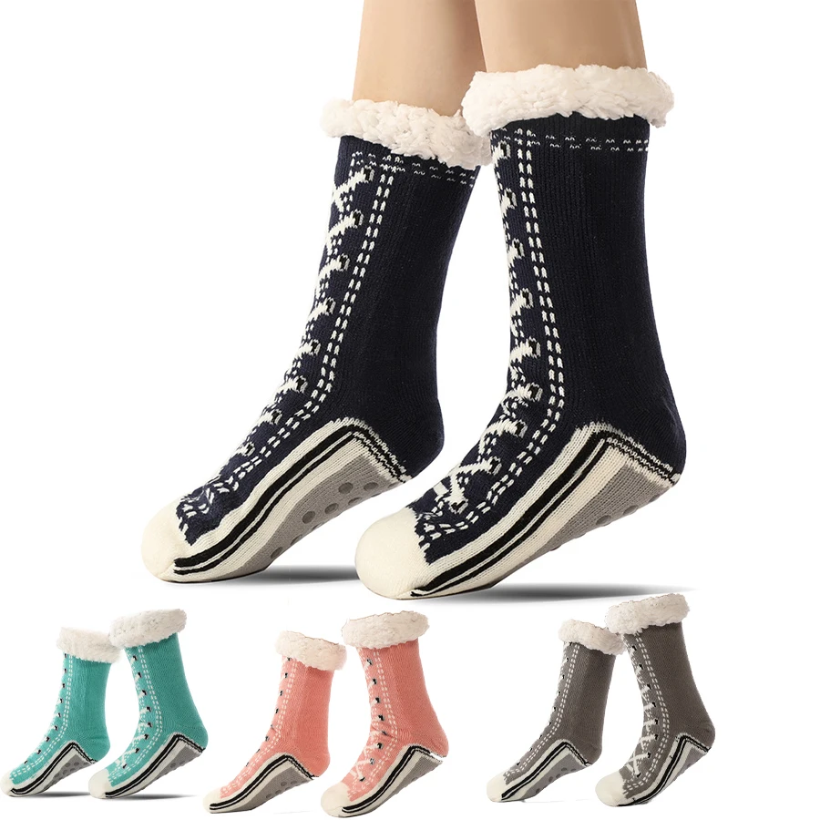 

Уютные флисовые домашние носки, женские домашние тапочки, трикотажные тканевые тапочки с принтом, можно стирать в руках, теплые домашние носки для сна